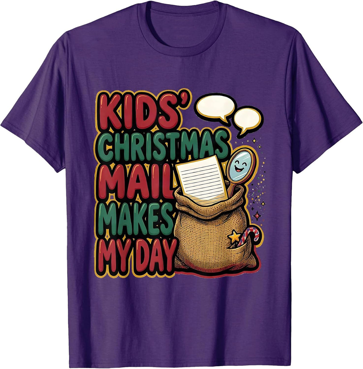 Men's Kids' Christmas Mail Makes My Day Funny Speech Therapist SLP T-Shirt - Purple