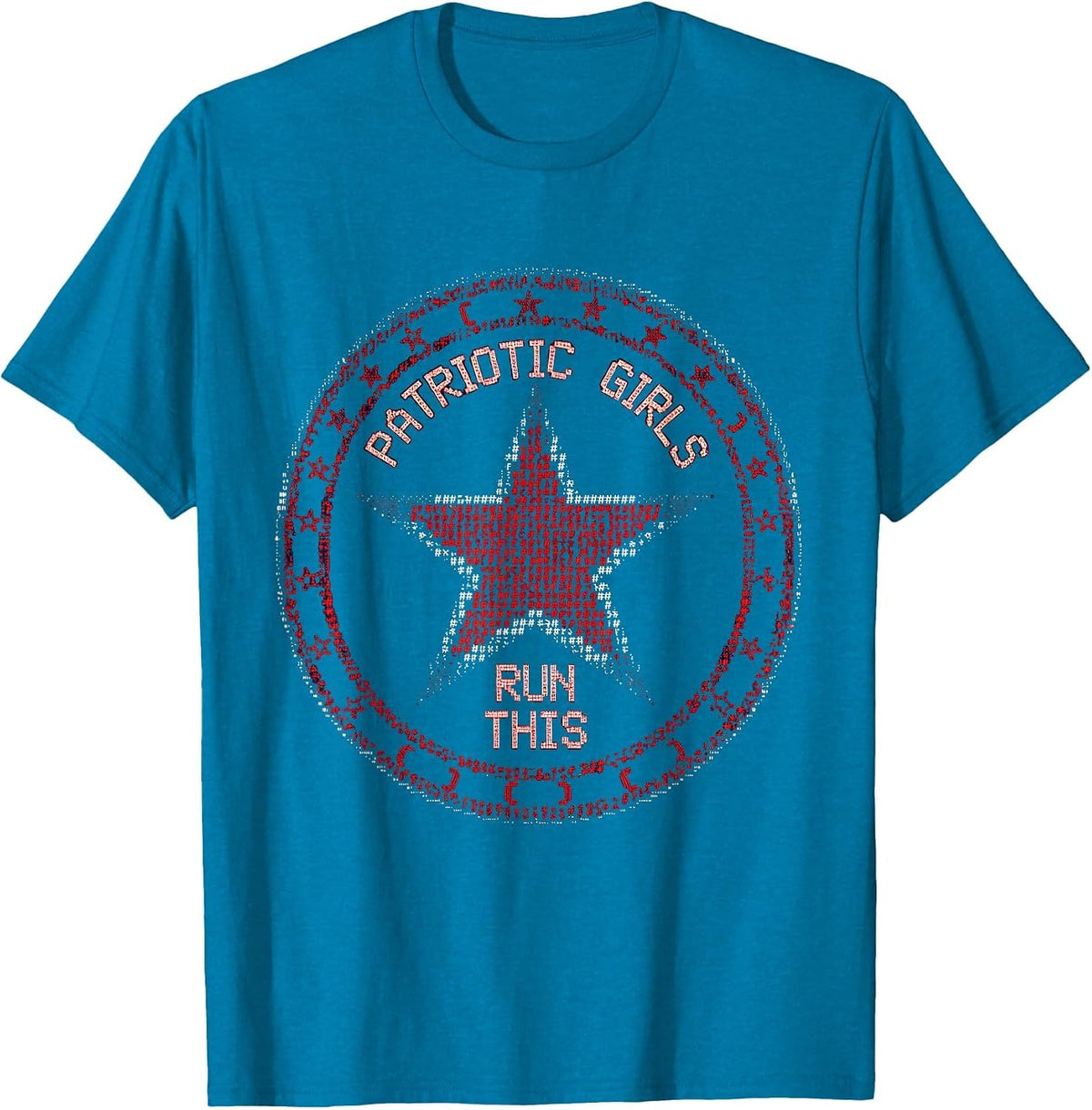 Patriotic Girls Run This Red White and Blue Design T-Shirt - Sapphire Blue
