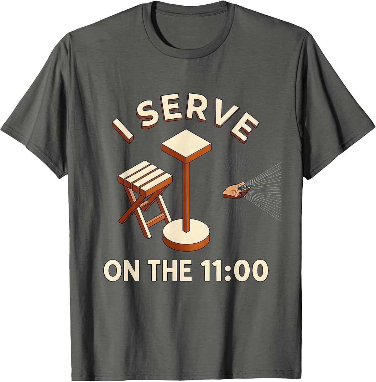 Men's I Serve On The 11:00 Christian Worship Instrument Player T-Shirt - Asphalt Grey