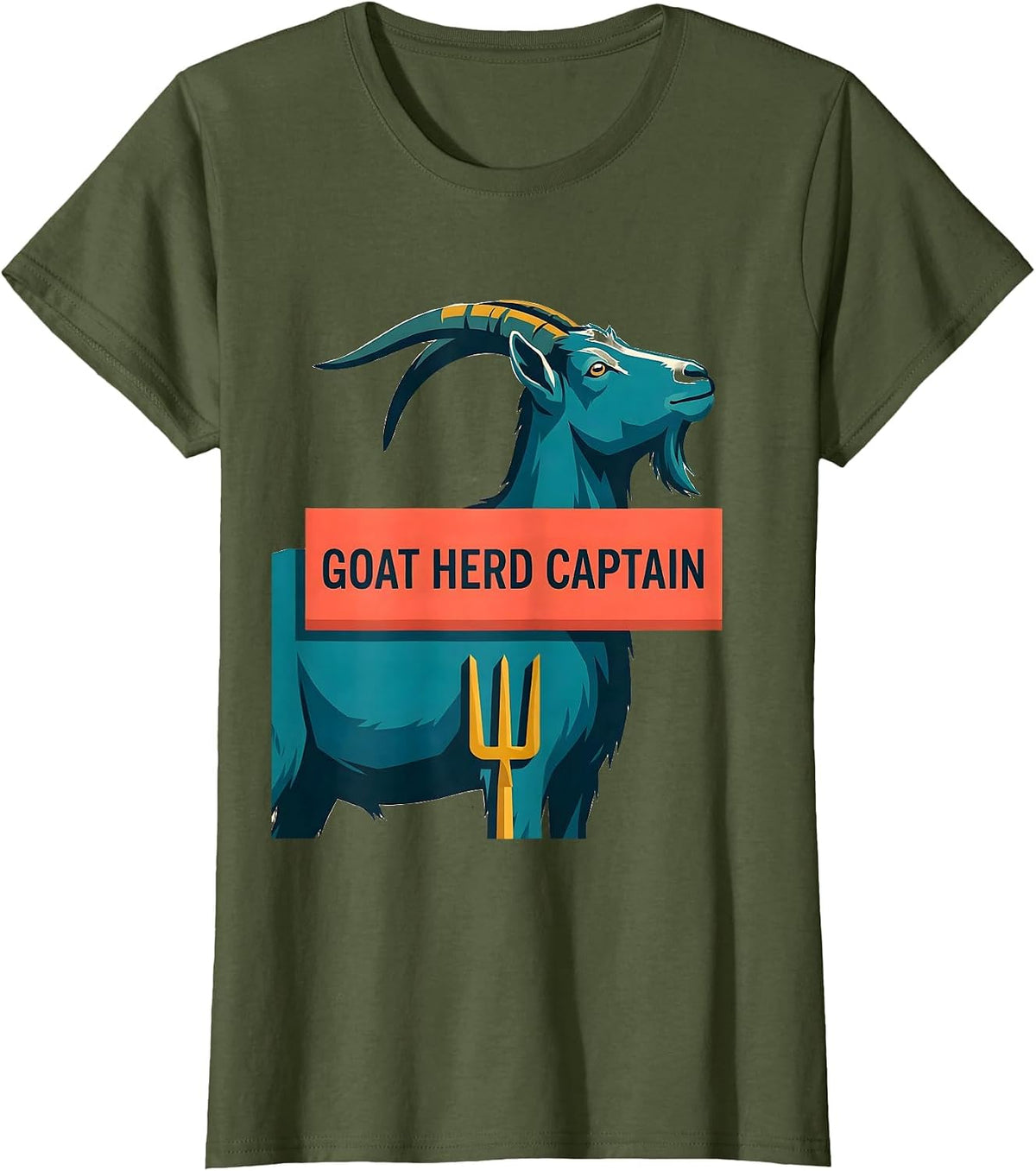 Women's Goat Herd Captain Funny Goat Farmer Animal Lover Gift T-Shirt - Olive Green