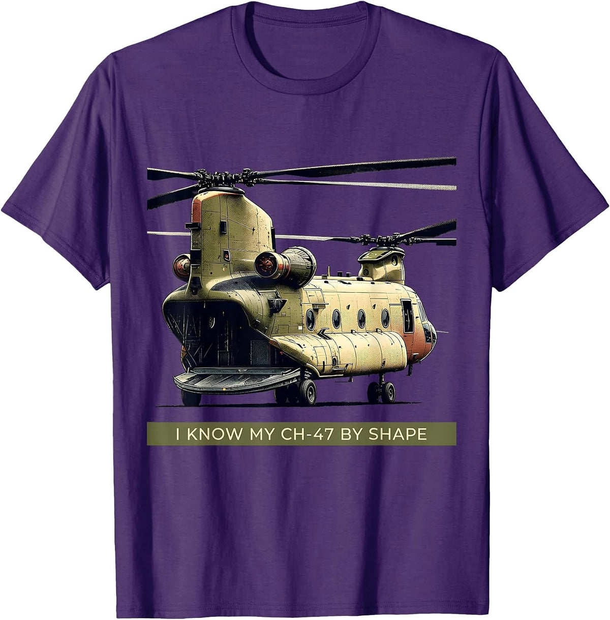 I Know My CH-47 By Shape Military Helicopter Pilot Aviation T-Shirt - Purple