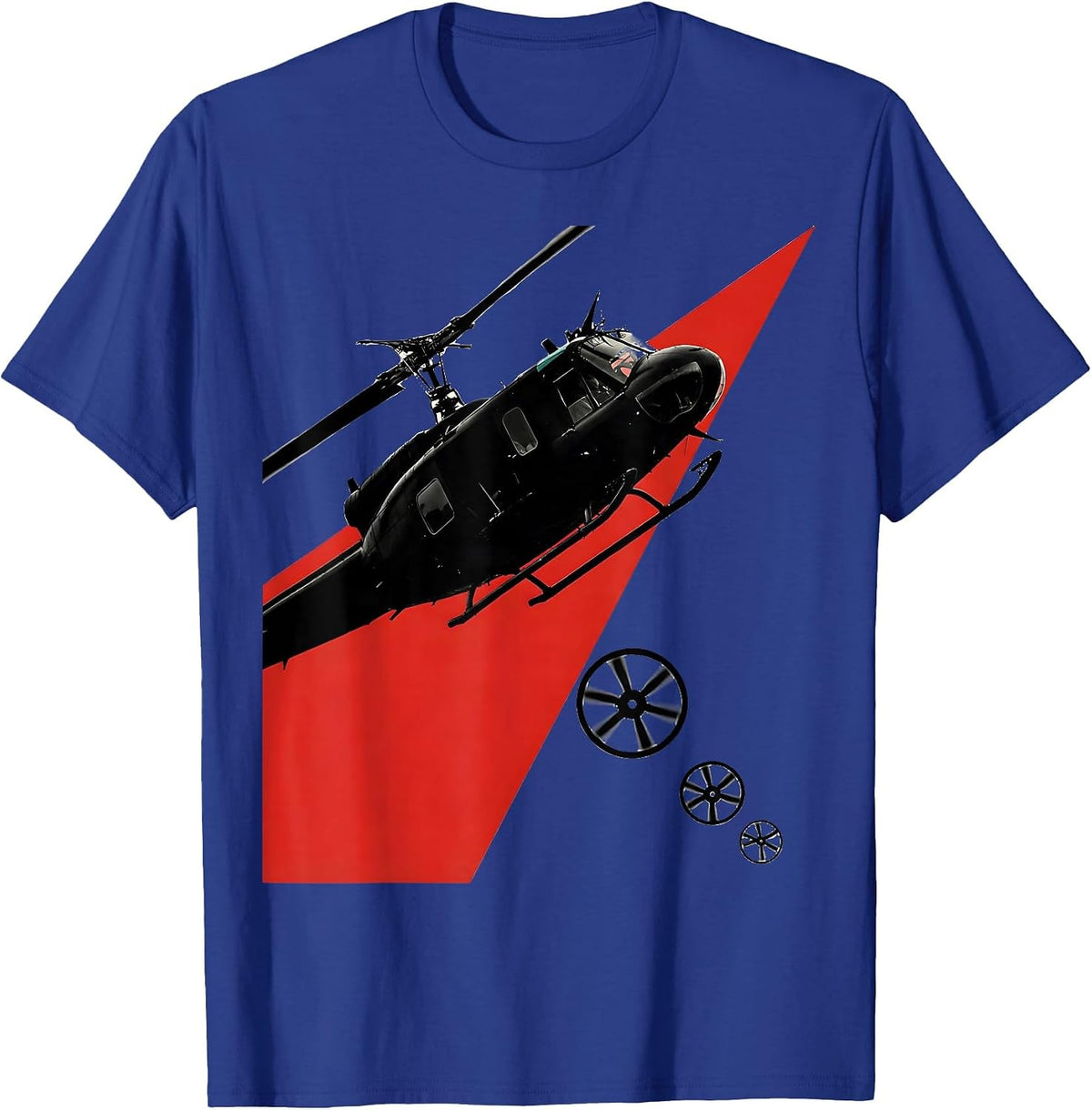 Huey Helicopter Silhouette Military Veteran Aviation Pride T-Shirt - Royal Blue