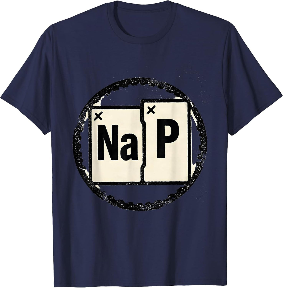 NaP Rubber Stamp Funny Science Nerd Periodic Table Element T-Shirt - Navy Blue