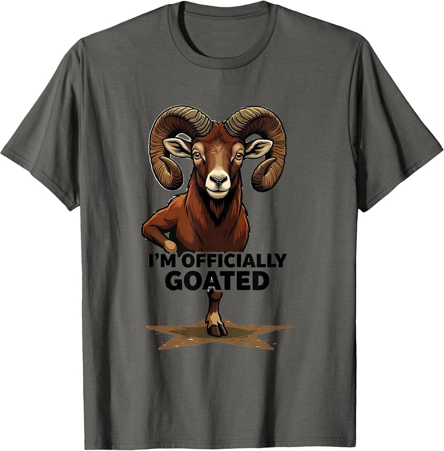 I'm Officially Goated Funny Goat Animal Lover Humor T-Shirt - Asphalt Grey