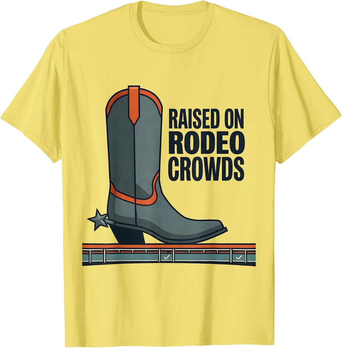 Men's Raised On Rodeo Crowds Western Cowboy Heritage Pride T-Shirt - Lemon Yellow