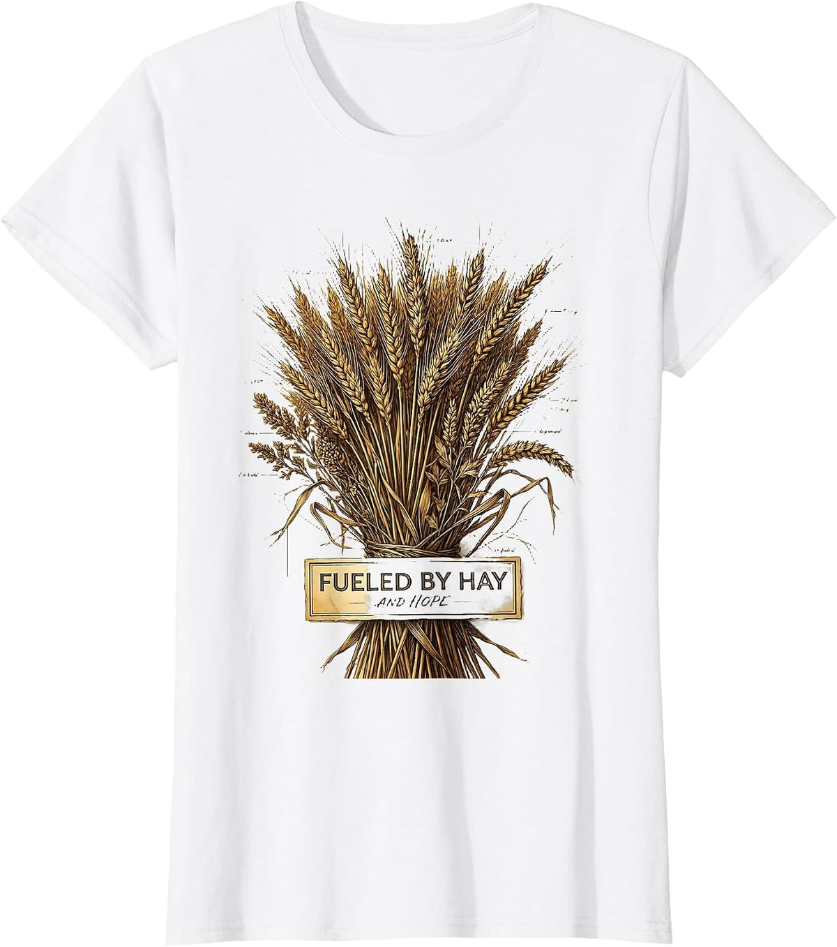 Fueled by Hay and Hope Horse Lover Design T-Shirt - White