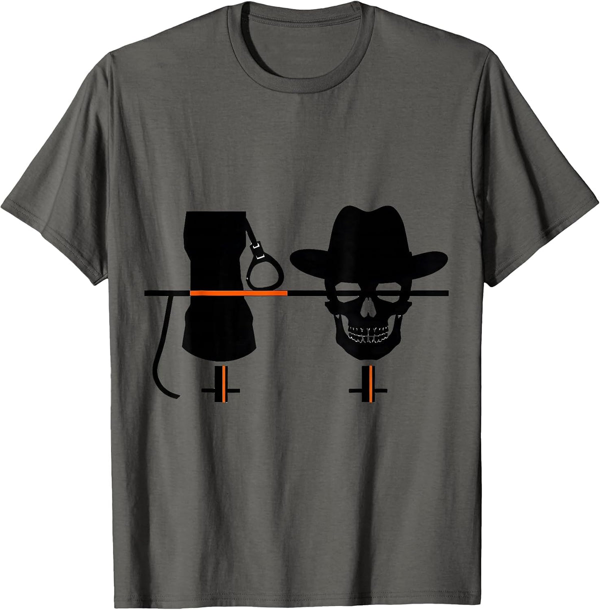 Horse Skeleton Cowboy Gothic Halloween Costume Equestrian T-Shirt - Asphalt Grey