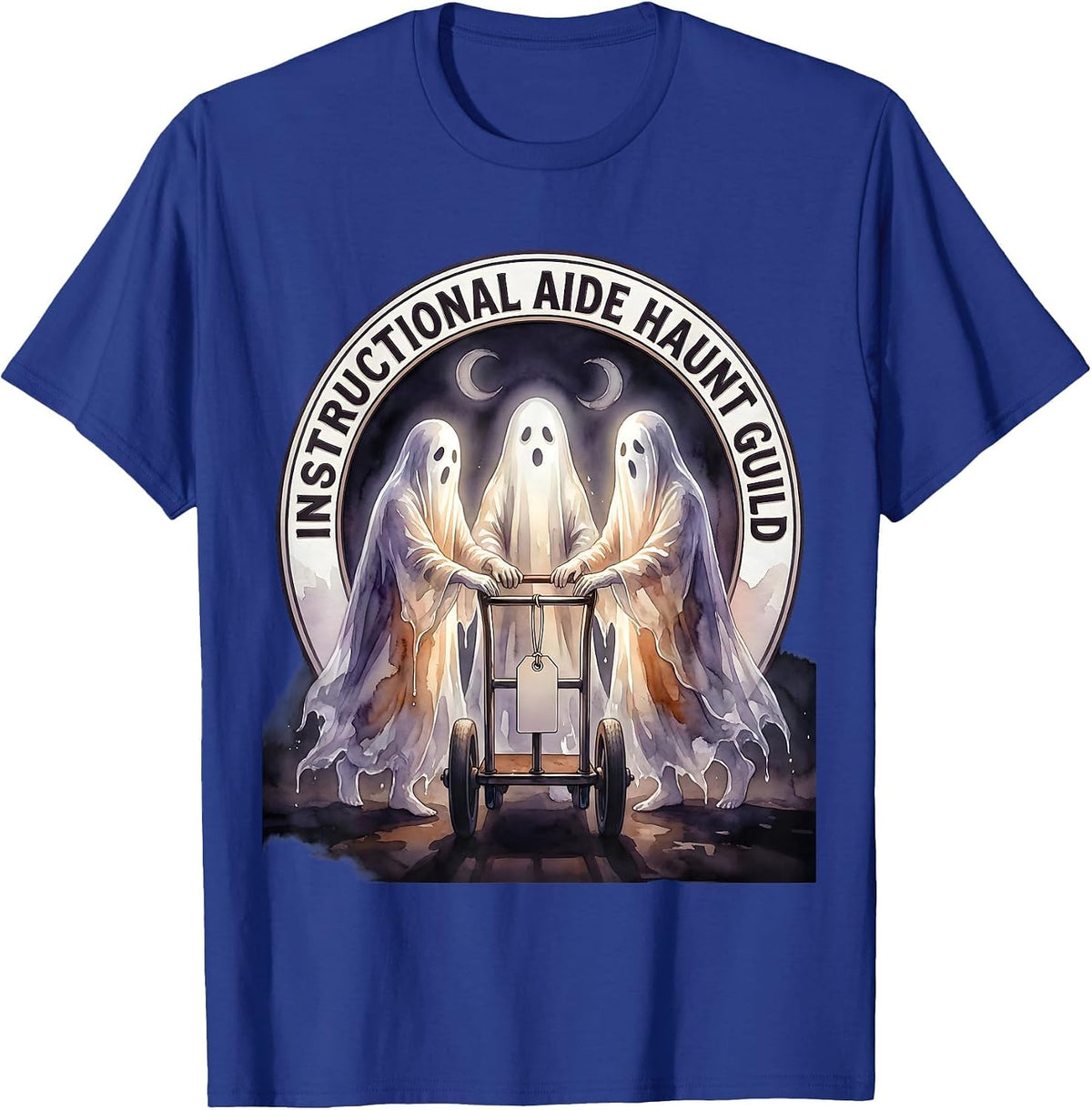Instructional Aide Haunt Guild Watercolor Ghost Para Normal T-Shirt - Royal Blue