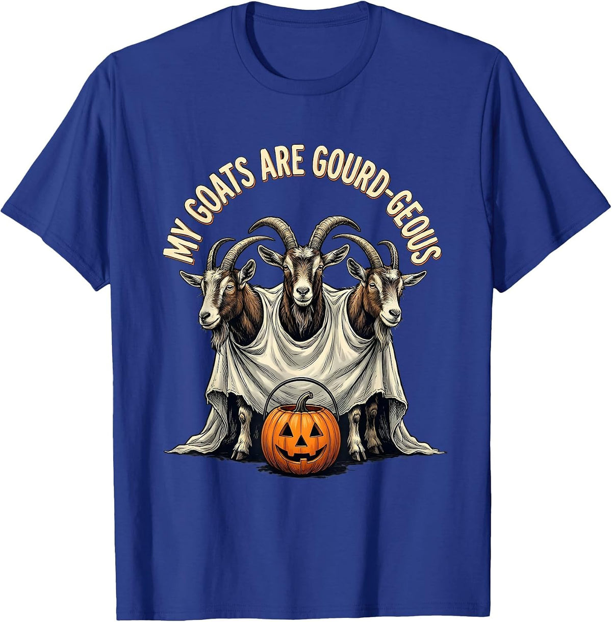 My Goats Are Gourd-geous Whimsical Halloween Goat Lover T-Shirt - Royal Blue