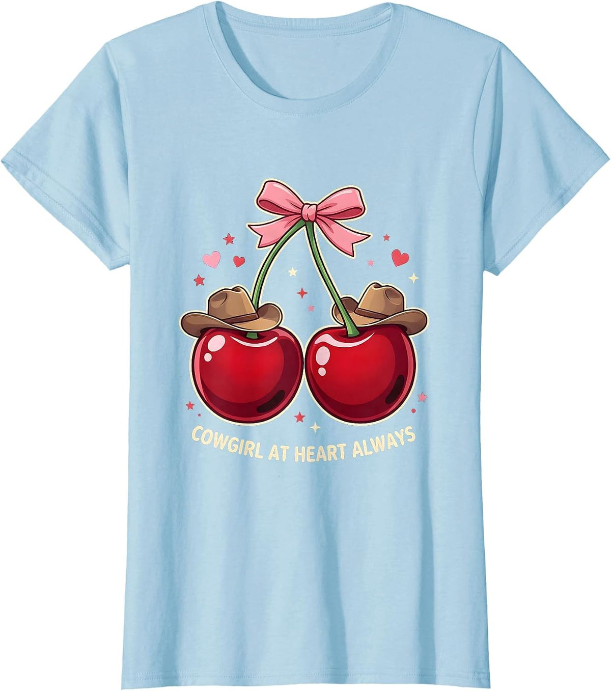 Cowgirl At Heart Always Western Design T-Shirt - Baby Blue