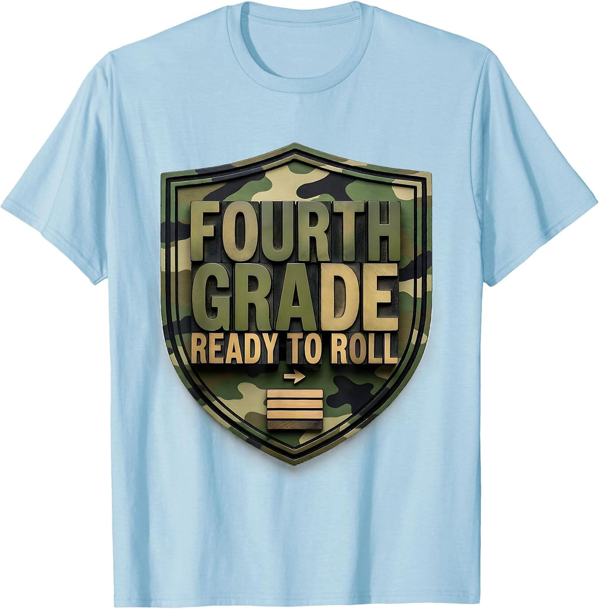 Men's Fourth Grade Ready To Roll Camo Back To School Boys T-Shirt - Baby Blue