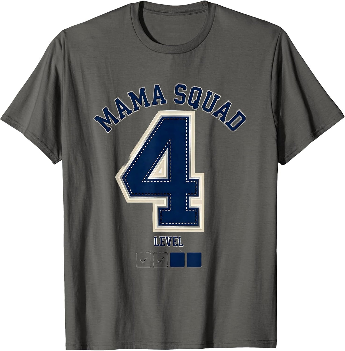 Men's Mama Squad Level 4 Sparkle Varsity Twin Pregnancy T-Shirt - Asphalt Grey
