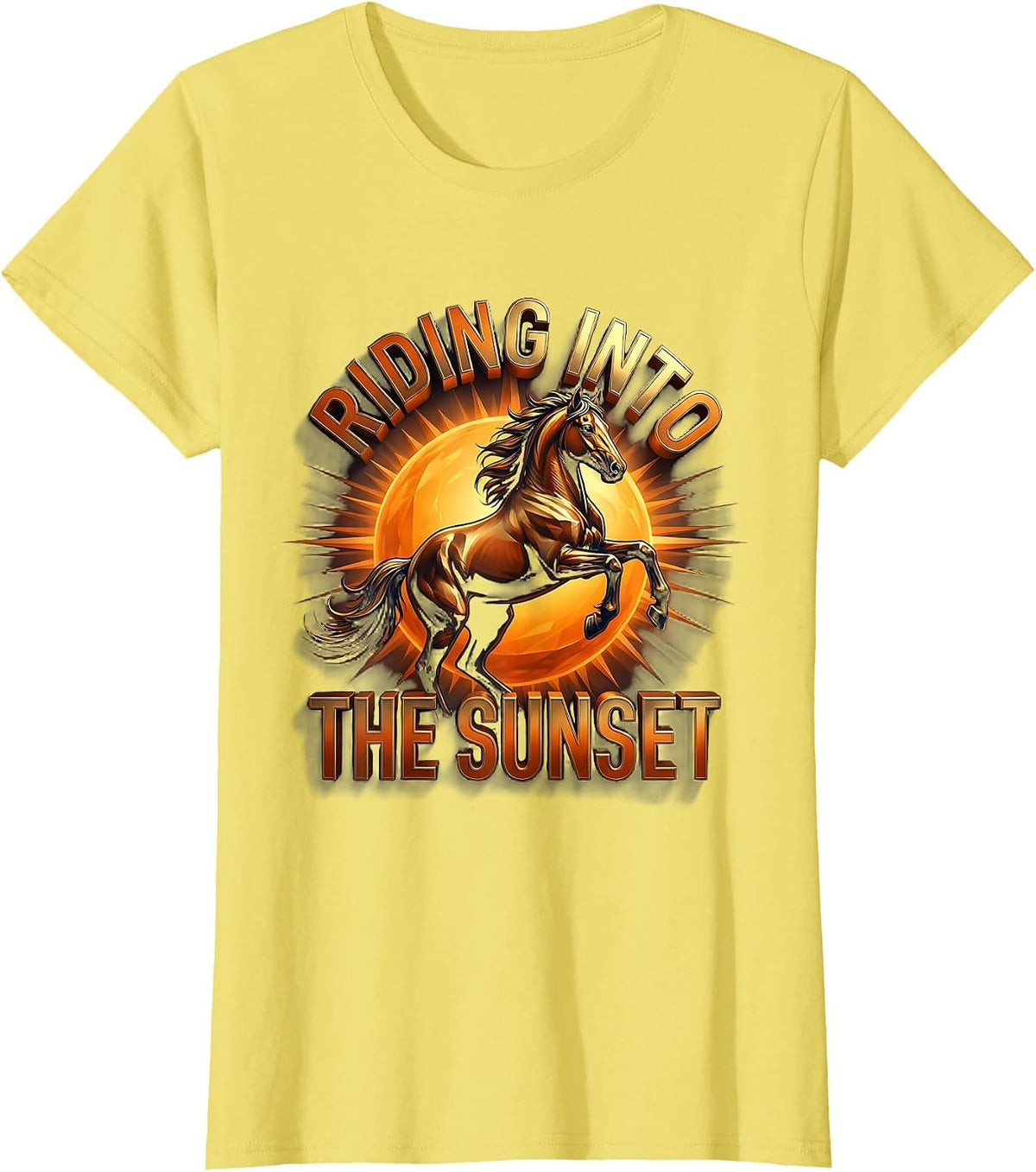 Riding Into the Sunset Horse Lover Design T-Shirt - Lemon Yellow