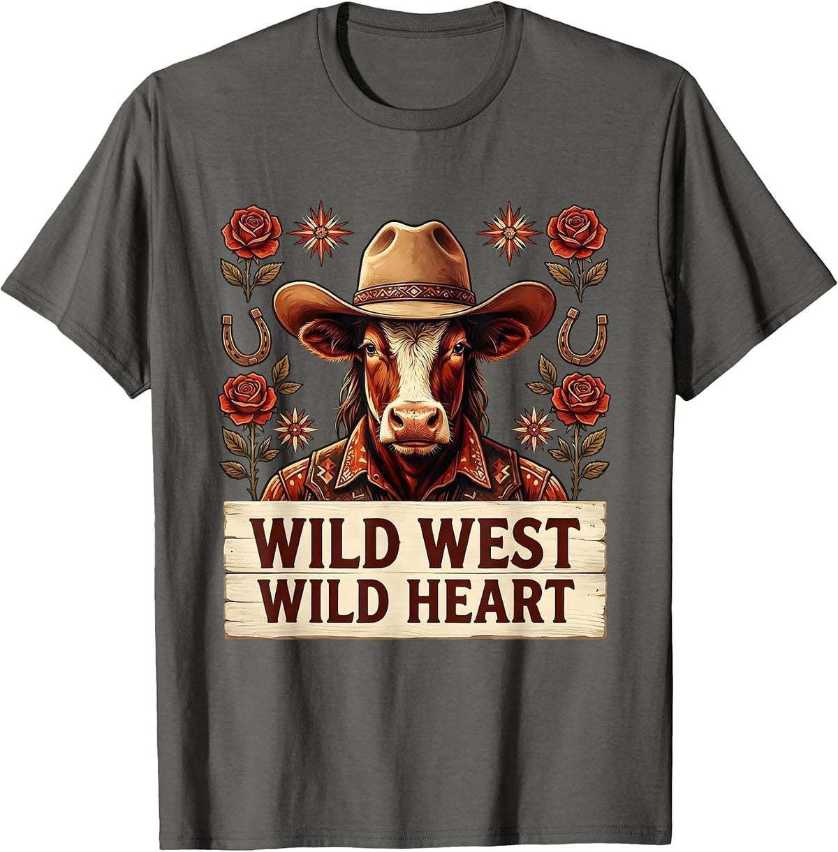 Men's Wild West Wild Heart Western Women Design T-Shirt - Asphalt Grey