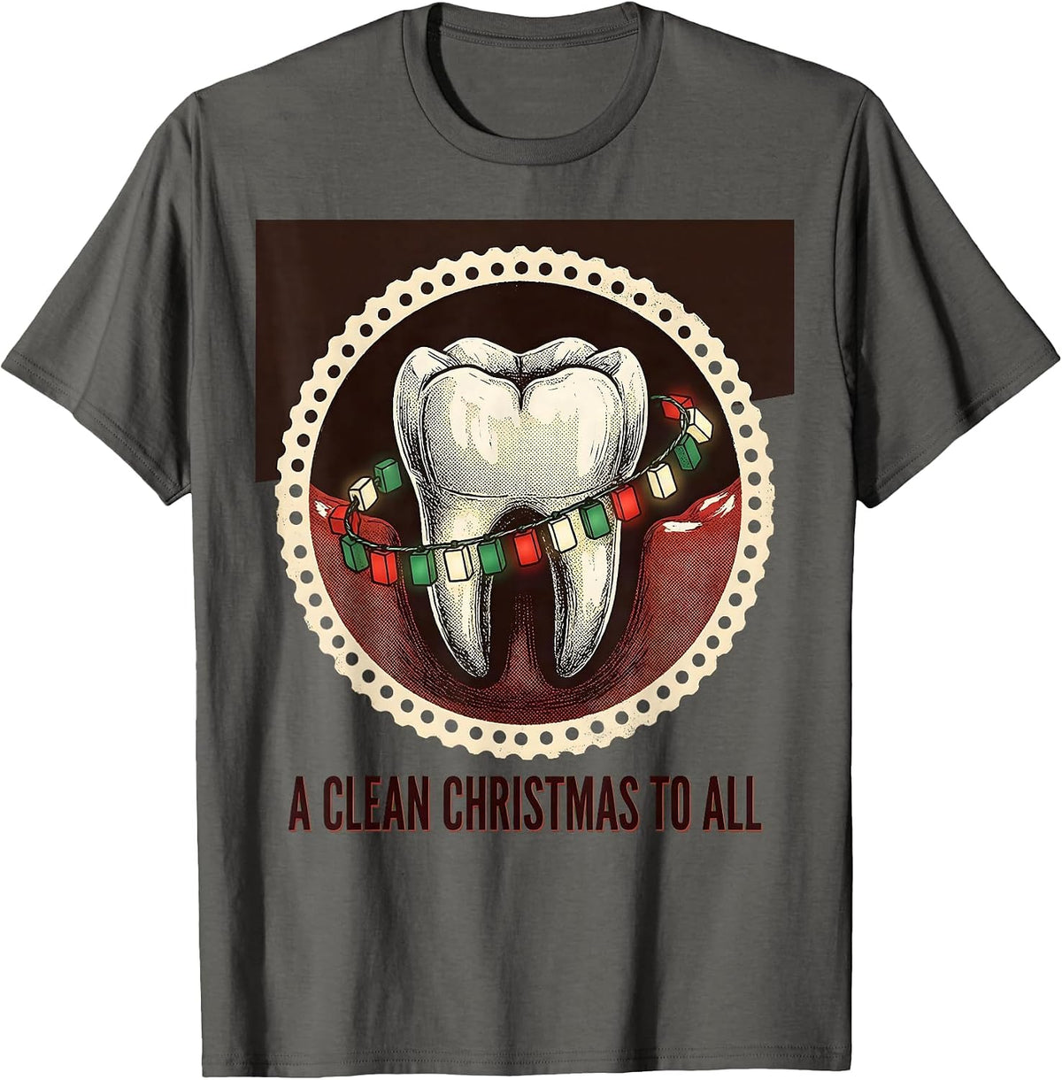 A Clean Christmas to All Vintage Dental Humor Dentist Gift T-Shirt - Asphalt Grey