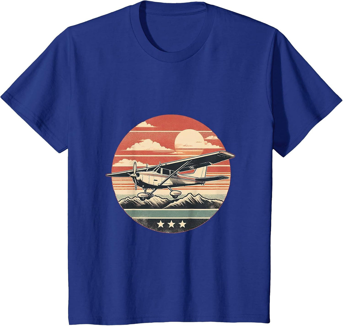 C-172 Skyhawk Vintage C172 Airplane Retro Sunset Pilot T-Shirt - Royal Blue