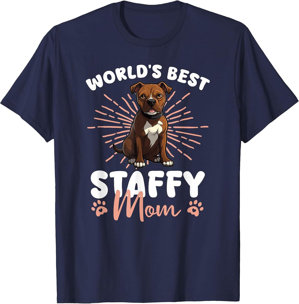 American Staffordshire Terrier World's Best Staffy Mom T-Shirt - Navy Blue