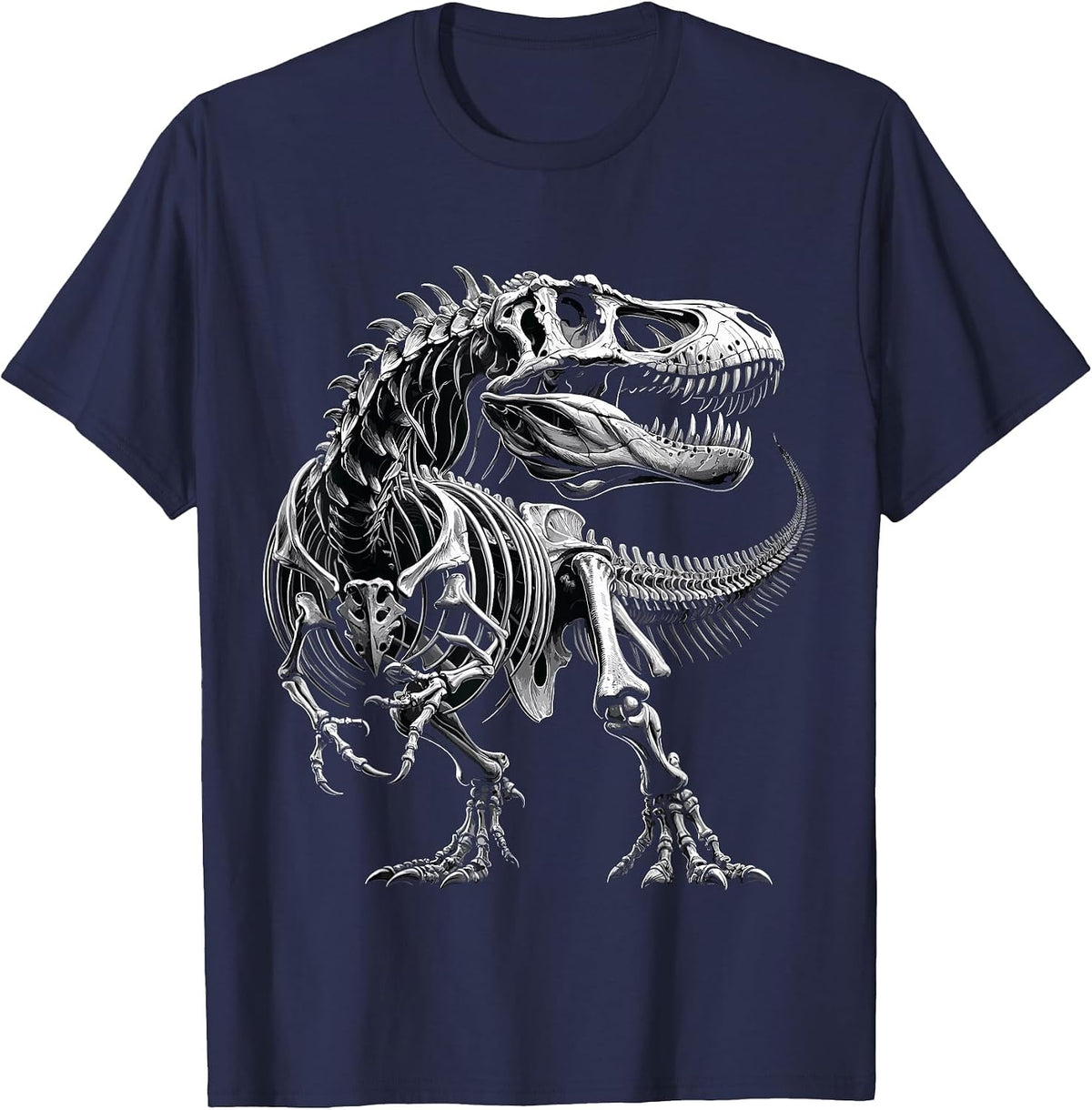 T-Rex Fossil Skeleton Dinosaur Bones Paleontologist T-Shirt - Navy Blue