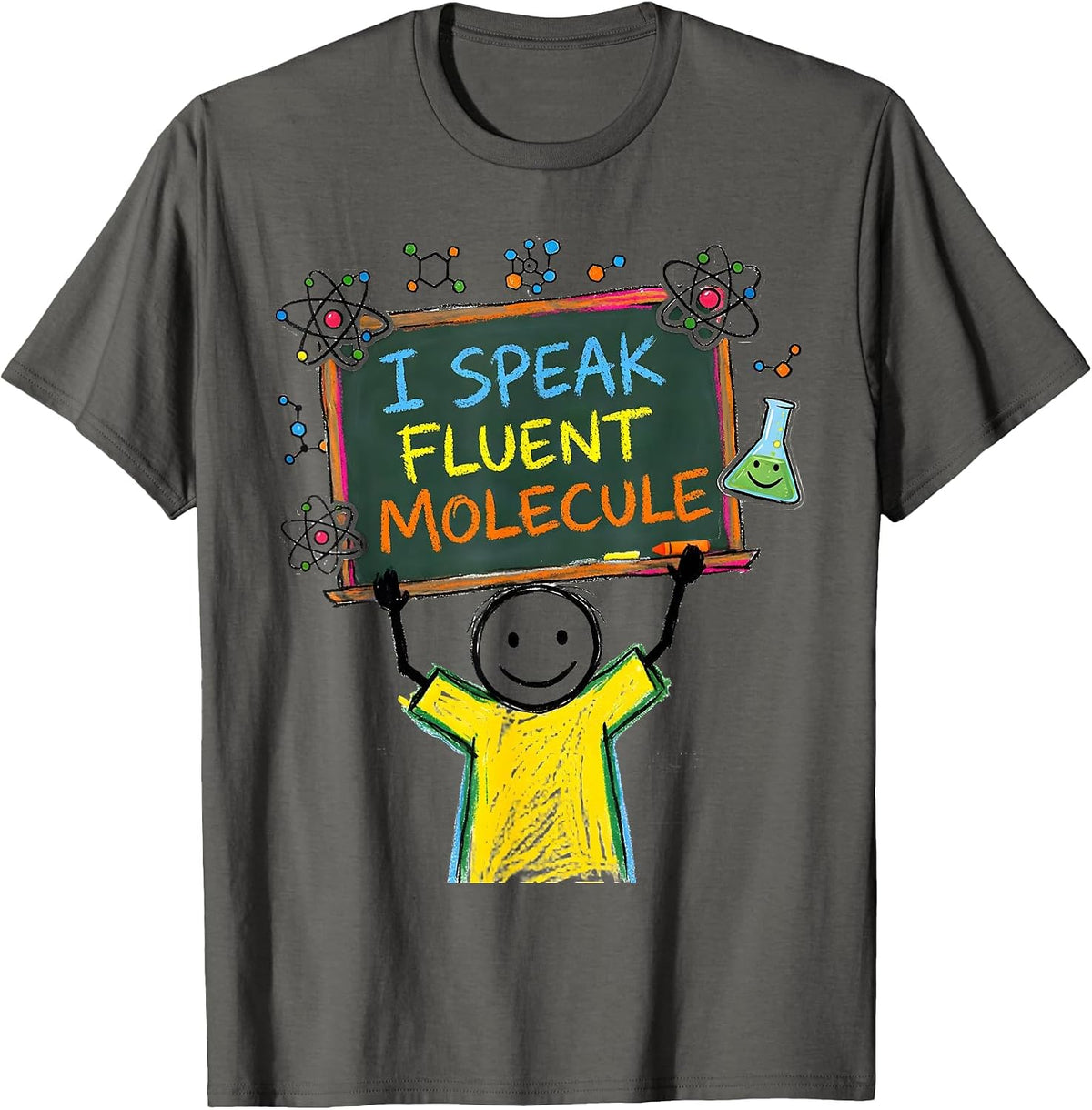 Men's I Speak Fluent Molecule Science Teacher Design T-Shirt - Asphalt Grey