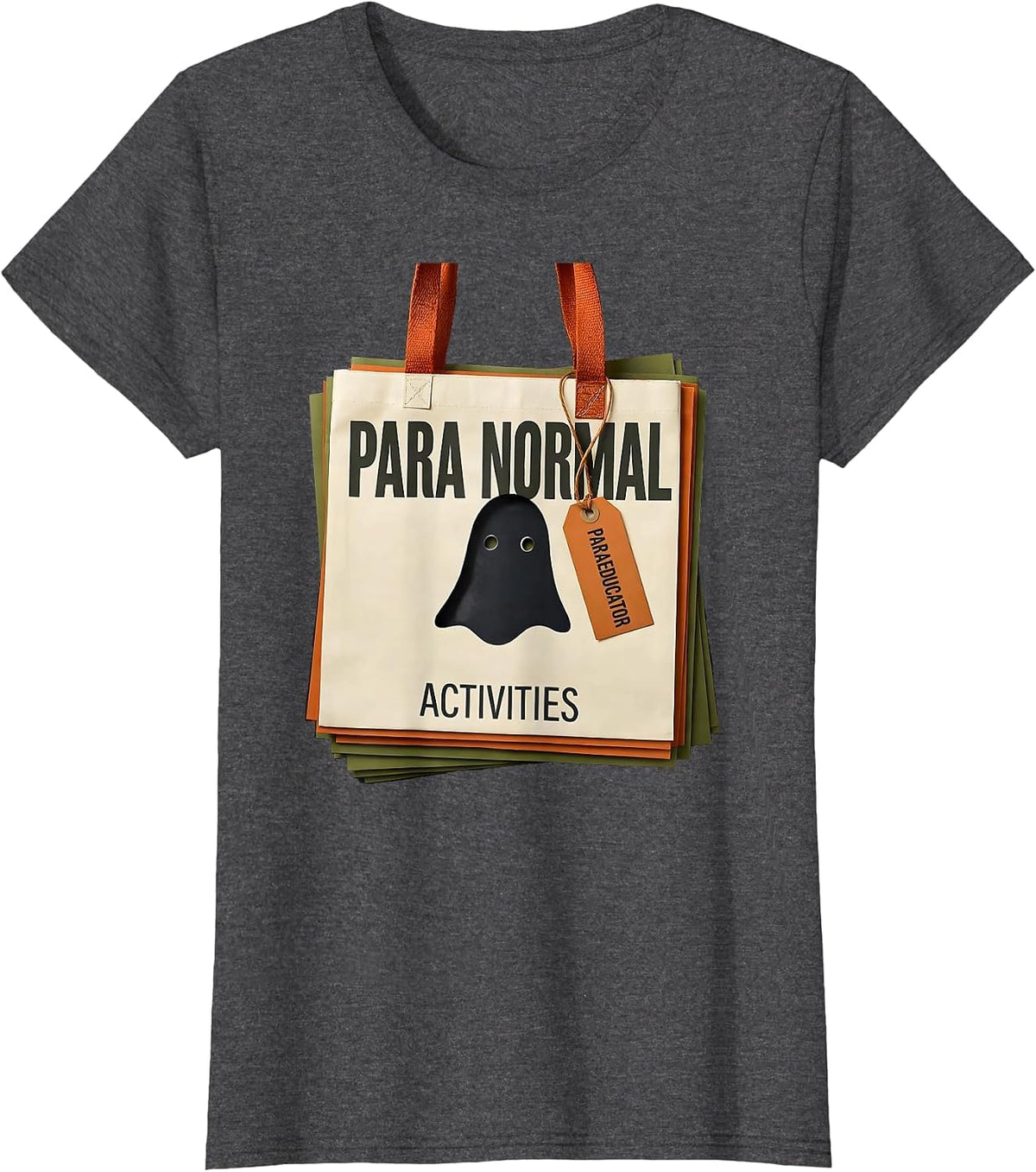 Women's Para Normal Activities Paraeducator Ghost Halloween SpEd T-Shirt - Dark Heather Grey