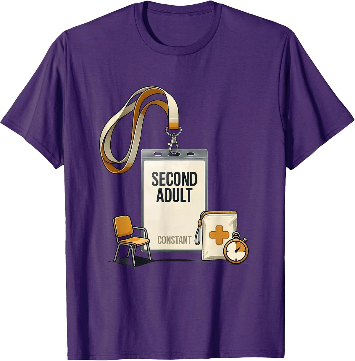 Men's Second Adult Constant Editorial Conceptual Paraeducator Back T-Shirt - Purple