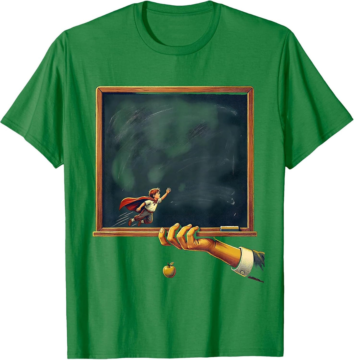 Men's Teacher Superhero Chalkboard Funny Classroom Gift T-Shirt - Kelly Green