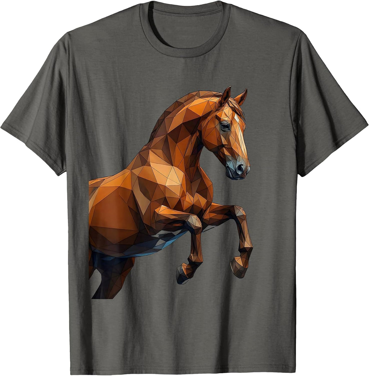 Geometric Triangle Horse Low Poly Art Design T-Shirt - Asphalt Grey