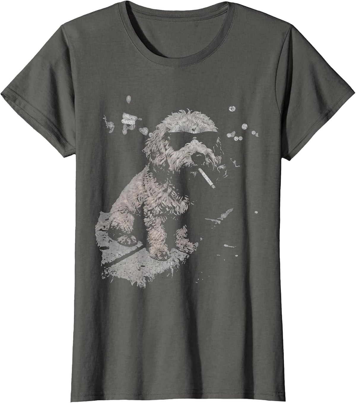 Dog Smoking Cigarette Funny Goldendoodle Meme T-Shirt - Asphalt Grey