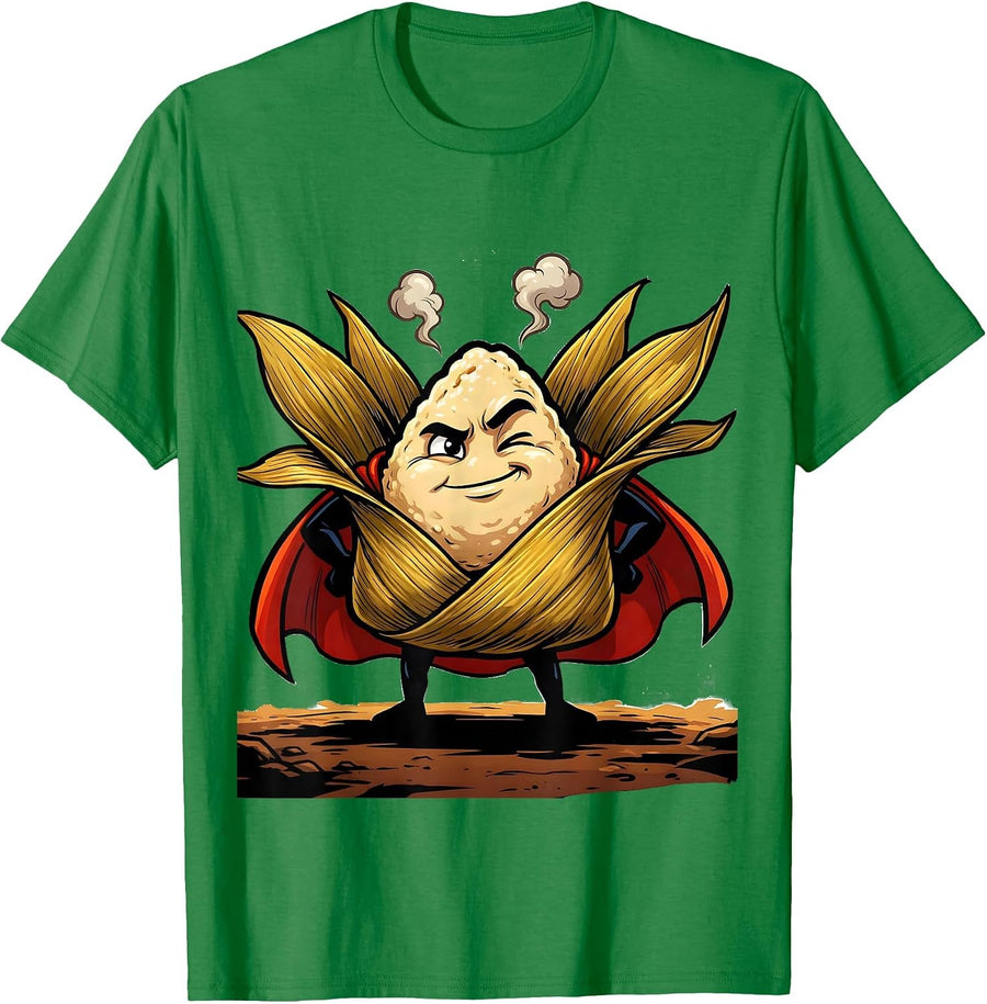 Men's Plump Tamal Cartoon Funny Cinco De Mayo Latino T-Shirt - Kelly Green