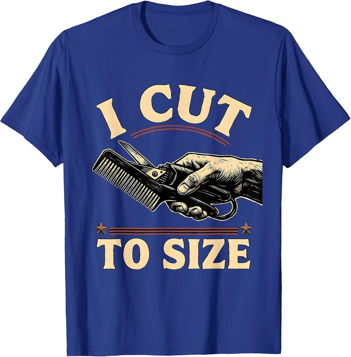 Men's I Cut To Size Linocut Hairdresser Barber Trade Pride Humor T-Shirt - Royal Blue