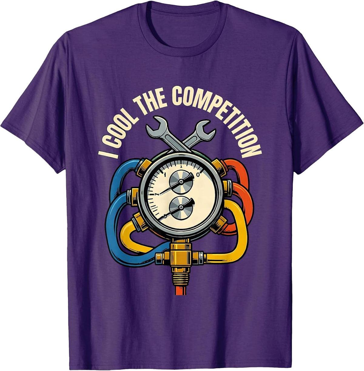 I Cool The Competition Funny HVAC Technician Trade Humor T-Shirt - Purple