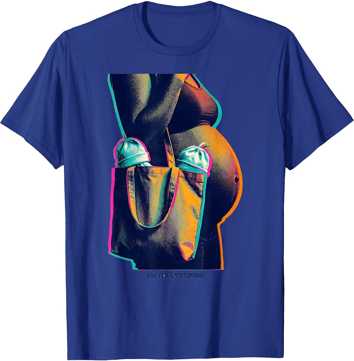 Men's I've Got Two Coming Funny Twin Mom Pregnancy Announcement T-Shirt - Royal Blue