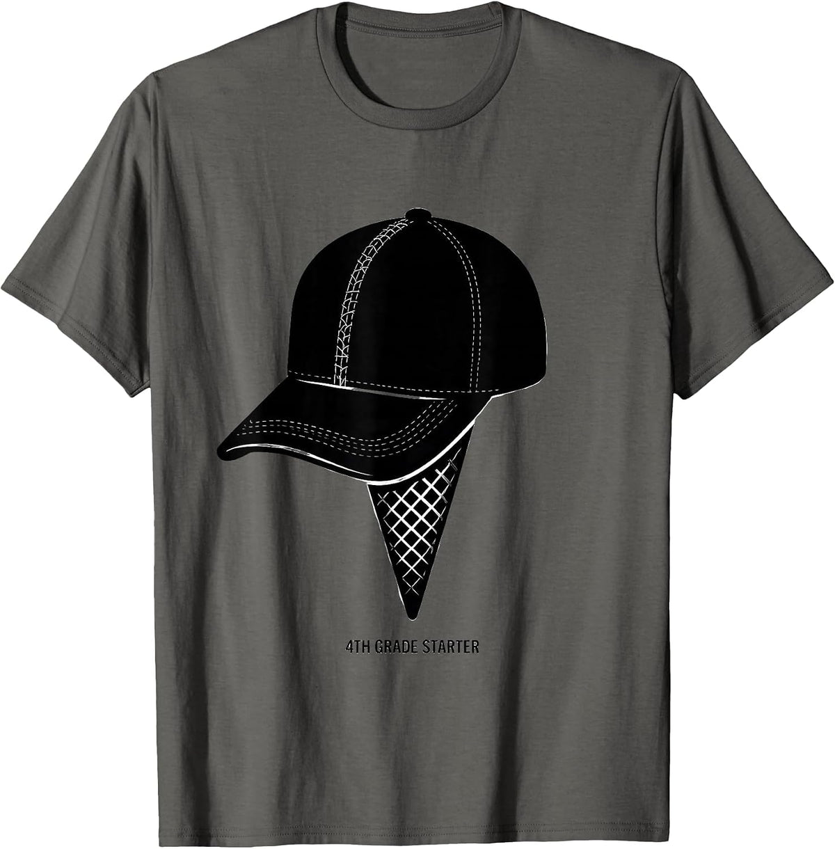 Men's 4th Grade Starter Back To School Baseball Ice Cream Game T-Shirt - Asphalt Grey