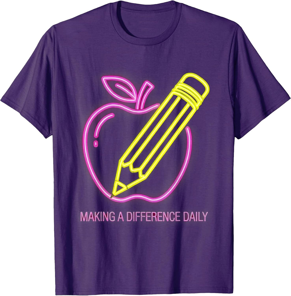 Making a Difference Daily Labor Day Teacher Design T-Shirt - Purple
