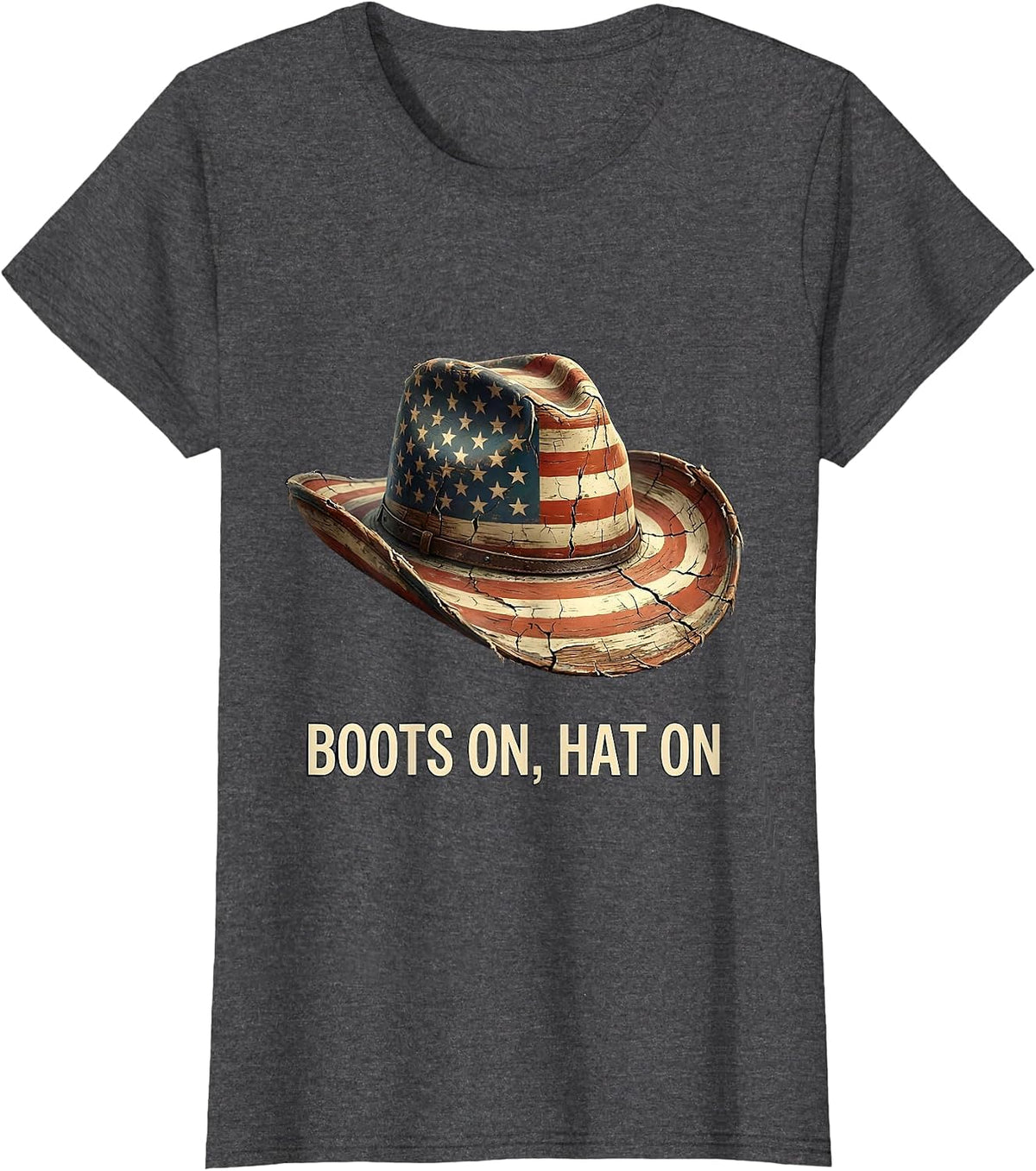 Women's Boots On Hat On Cowboy Life Design T-Shirt - Dark Heather Grey