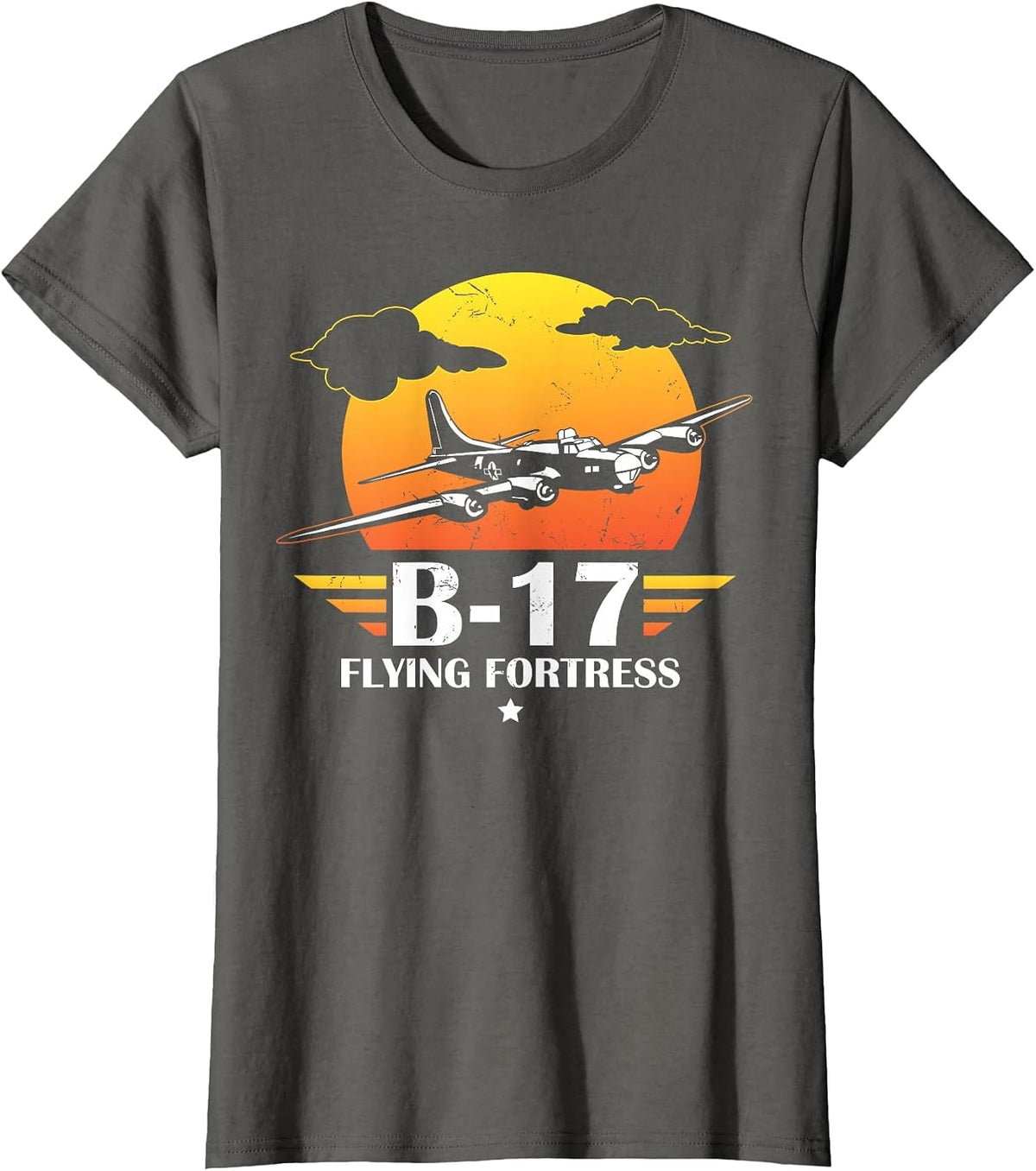 B-17 Flying Fortress Gift, Air Force, Aviation Design T-Shirt - Asphalt Grey