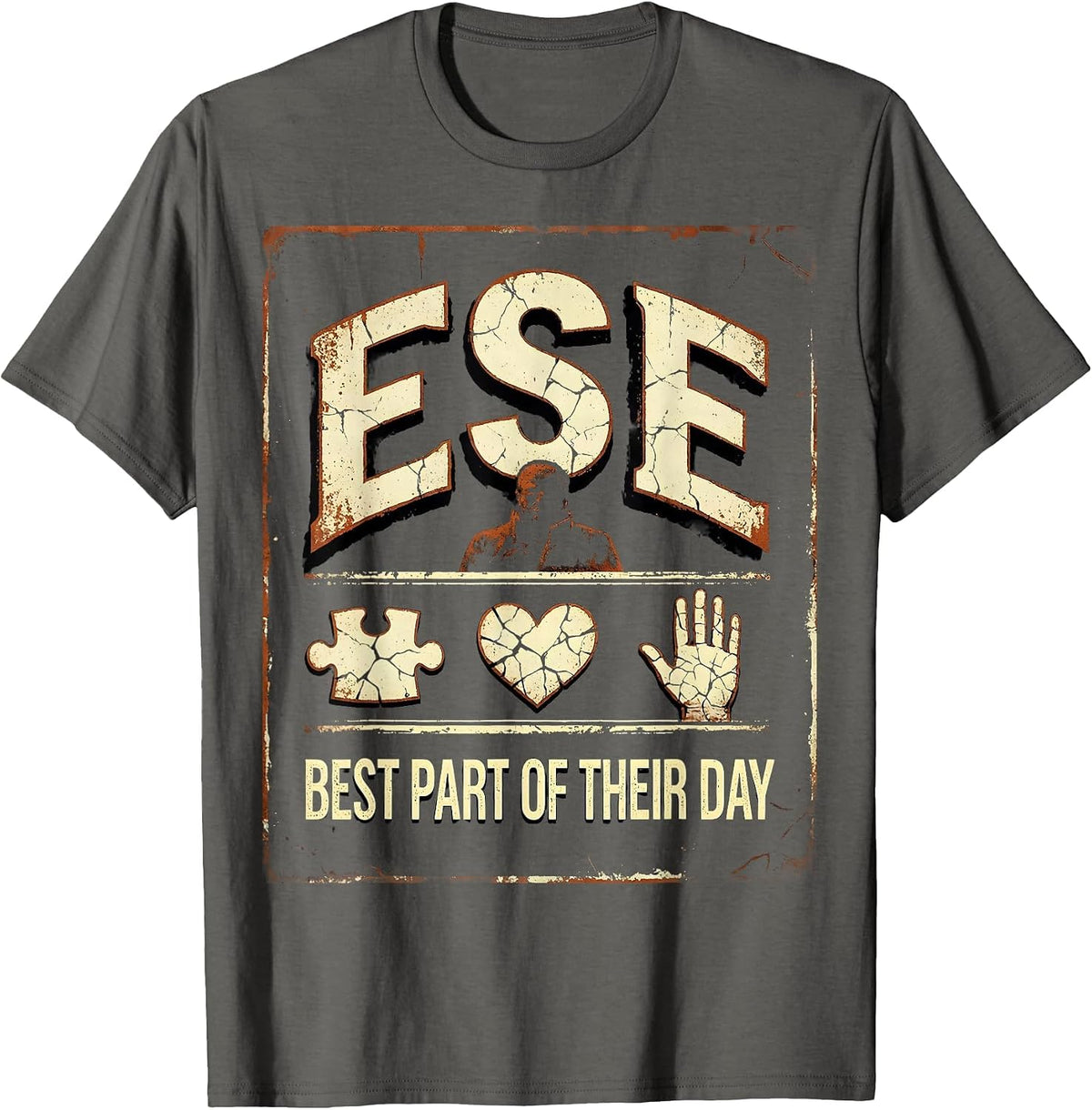 ESE Best Part Of Their Day Distressed Teacher Squad T-Shirt - Asphalt Grey