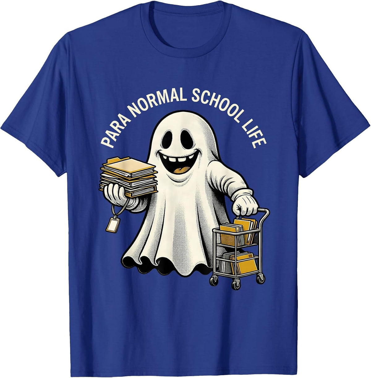 Men's Para Normal School Life Retro Cartoon Ghost Paraeducator T-Shirt - Royal Blue
