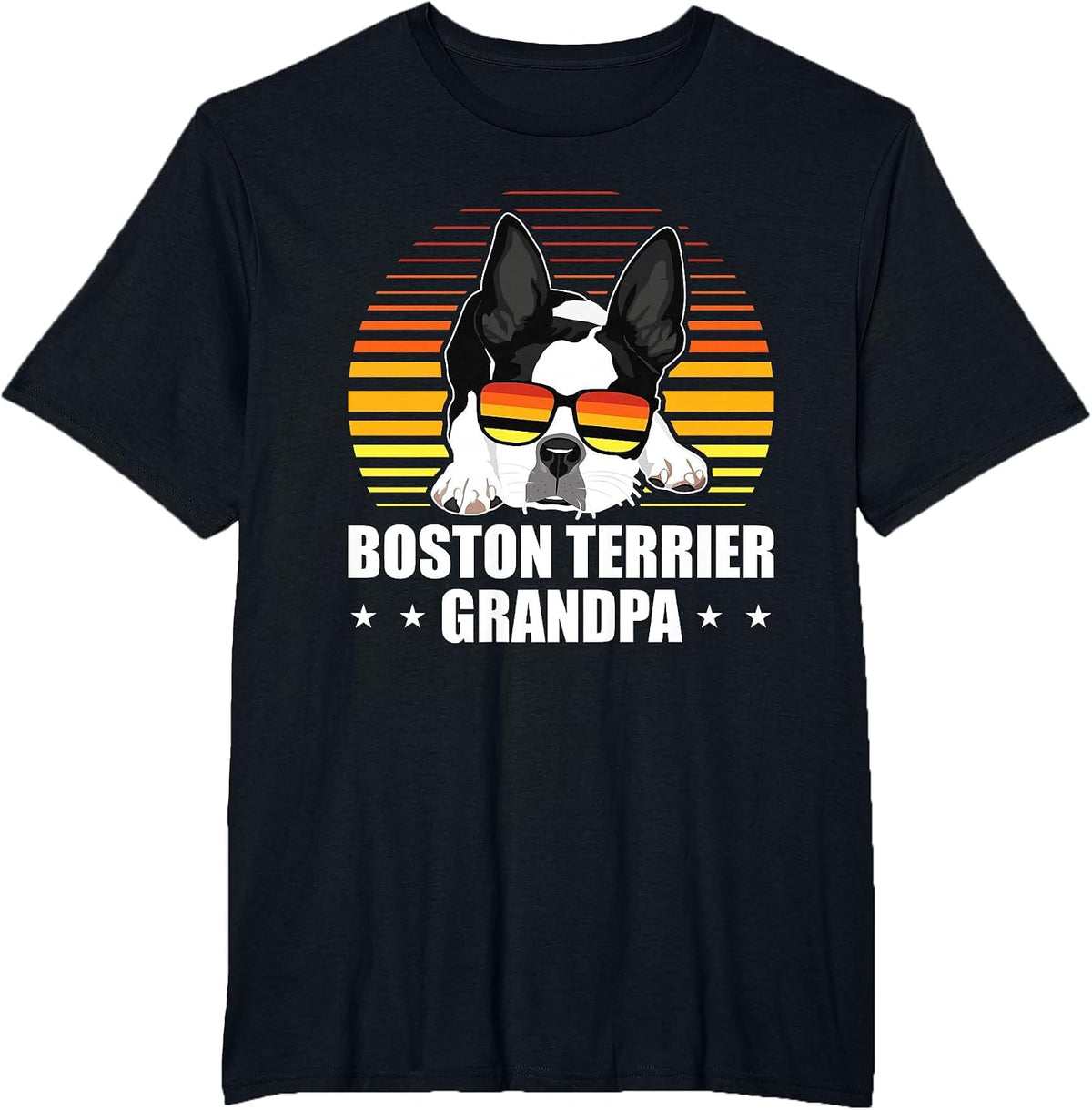 Boston Terrier Grandpa | Dog Owner Boston Terrier T-Shirt - Black