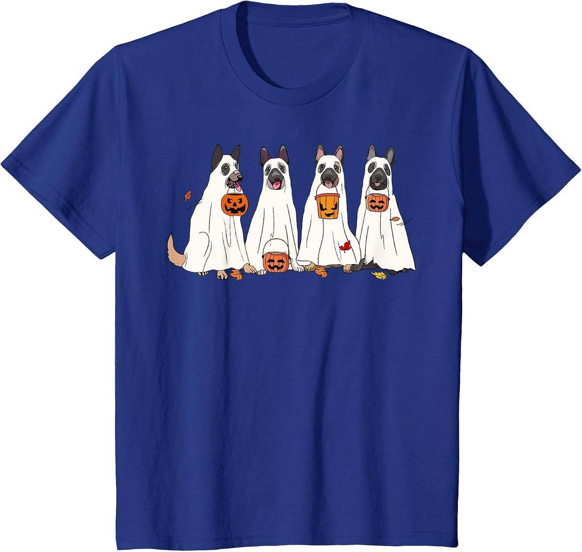 Dog Halloween Trick Or Treat Boo Ghost Pumpkin Malinois Dogs T-Shirt - Royal Blue