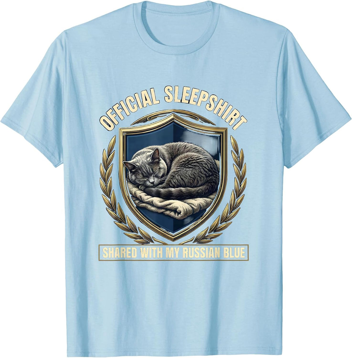 Men's Official Sleepshirt, Shared With My Russian Blue Cat Lover T-Shirt - Baby Blue