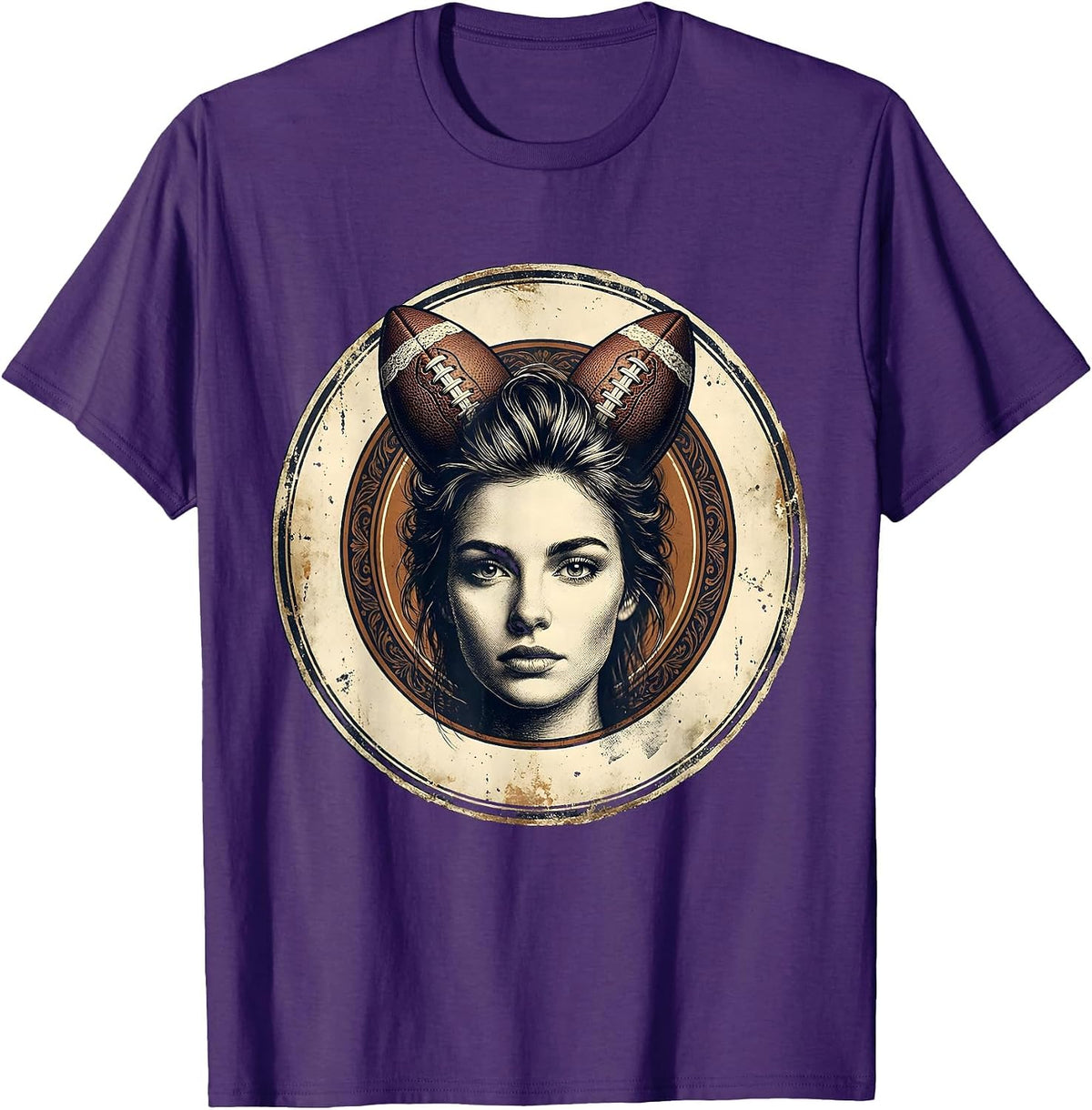 Men's Football Mom Cat Ears Graphic Design T-Shirt - Purple