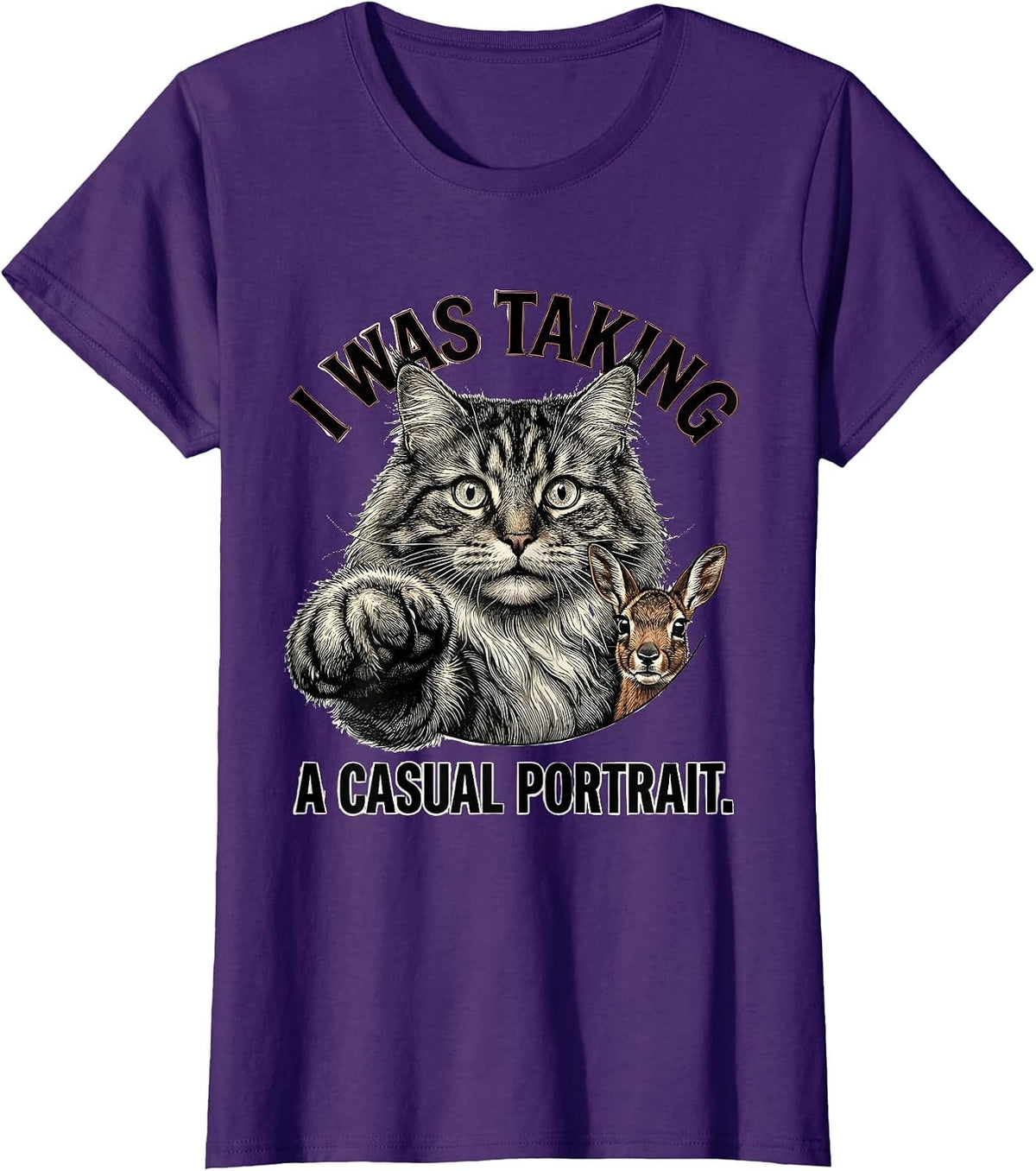 Women's I Was Taking A Casual Portrait Funny Norwegian Forest Cat T-Shirt - Purple