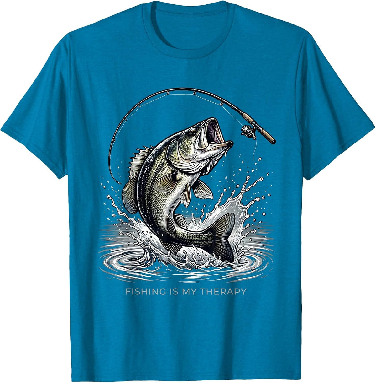 Fishing Is My Therapy Outdoor Angler Design T-Shirt - Sapphire Blue