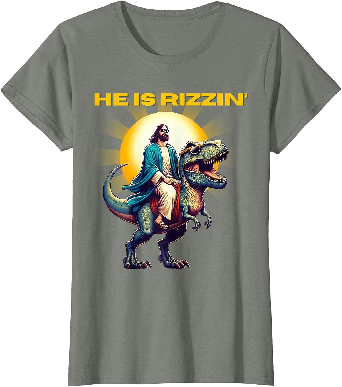 He is Rizzen Jesus Has Rizzen Retro Christian Easter 2026 T-Shirt - Olive Heather