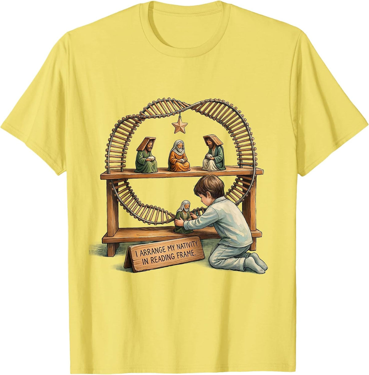 Men's I Arrange My Nativity In Reading Frame Funny Science Teacher T-Shirt - Lemon Yellow
