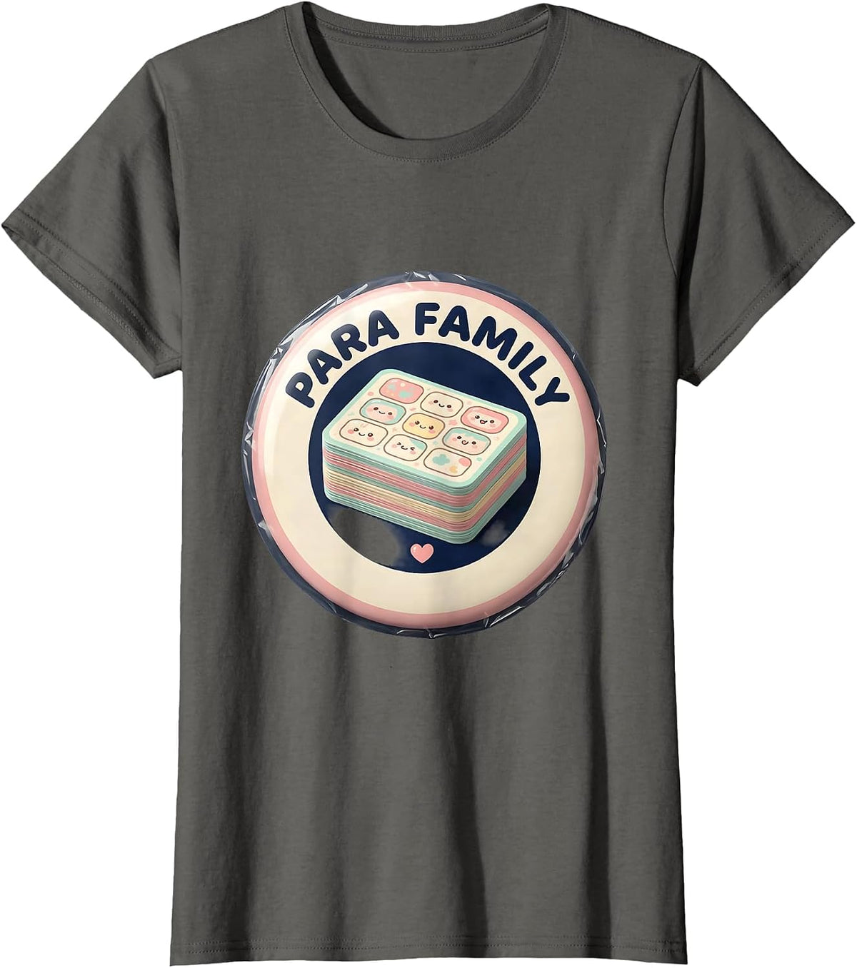 Women's Para Family Cute Kawaii School Paraeducator Appreciation T-Shirt - Asphalt Grey