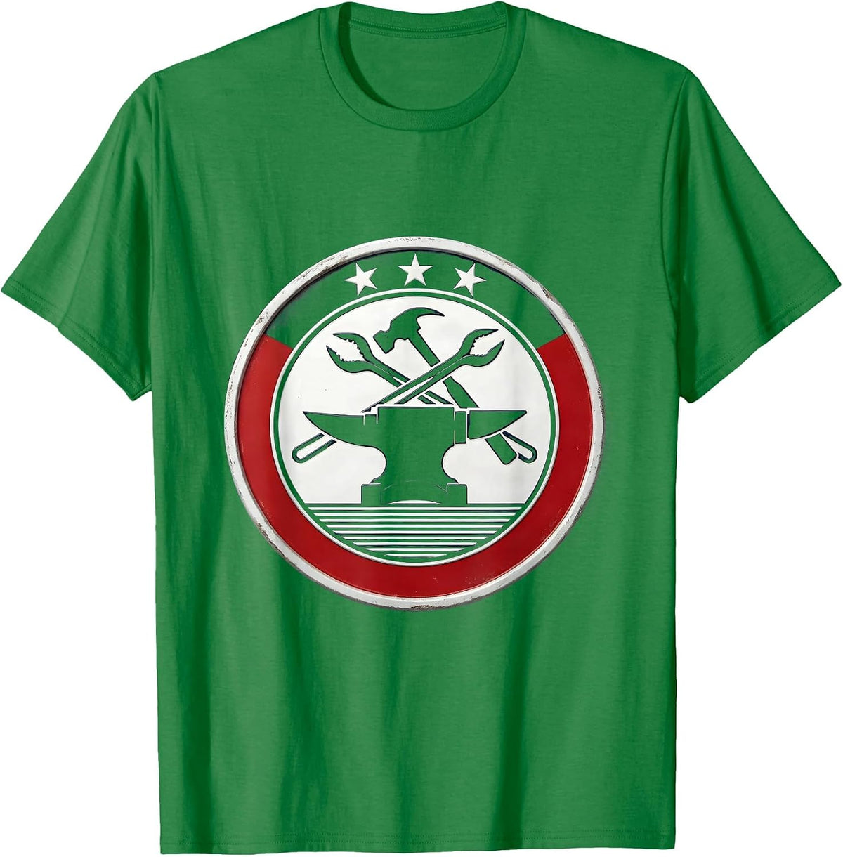 Men's Sealed Anvil Badge Patriotic Blacksmith Craft Pride T-Shirt - Kelly Green
