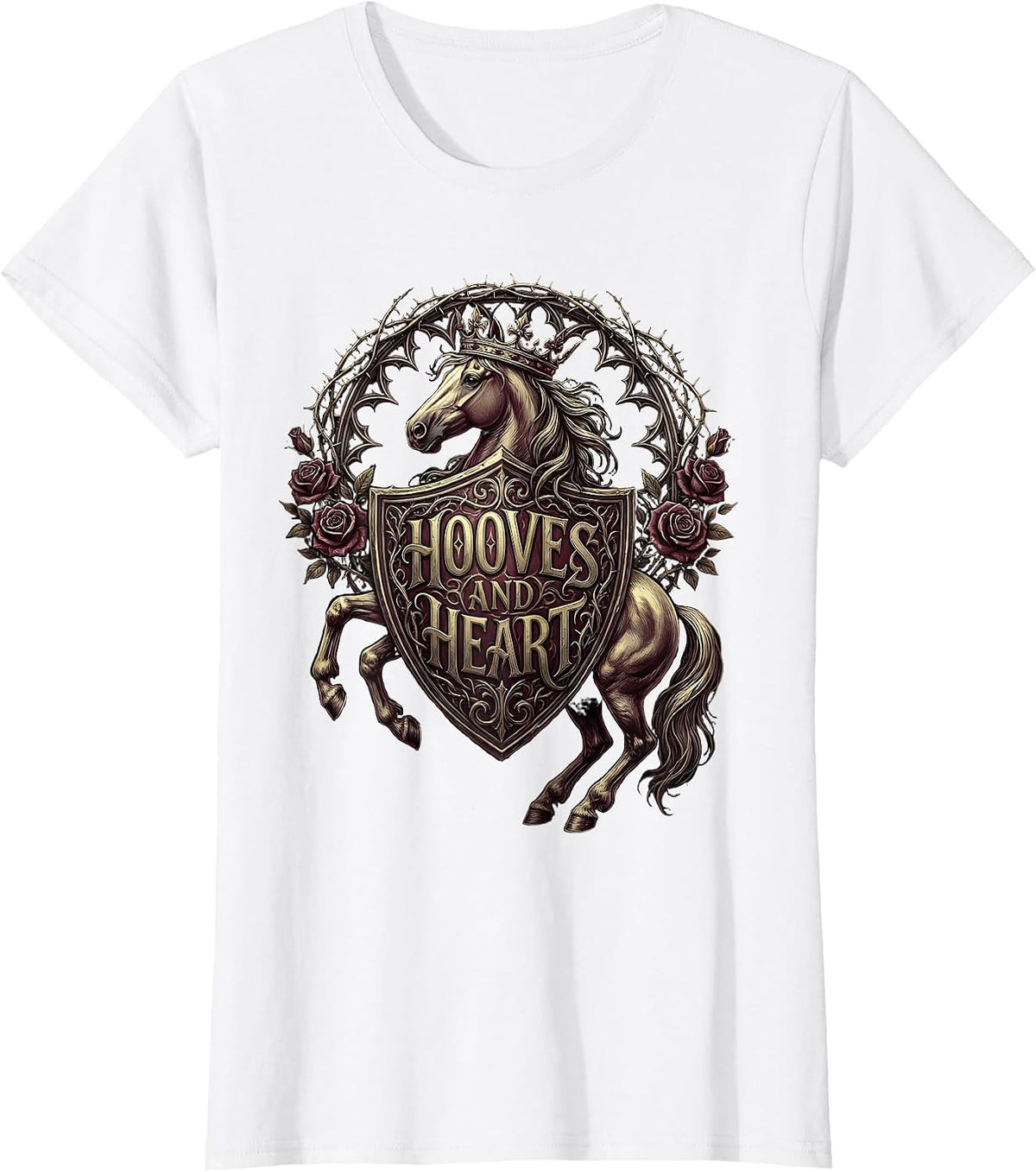 Hooves and Heart Horse Lover Women Design T-Shirt - White