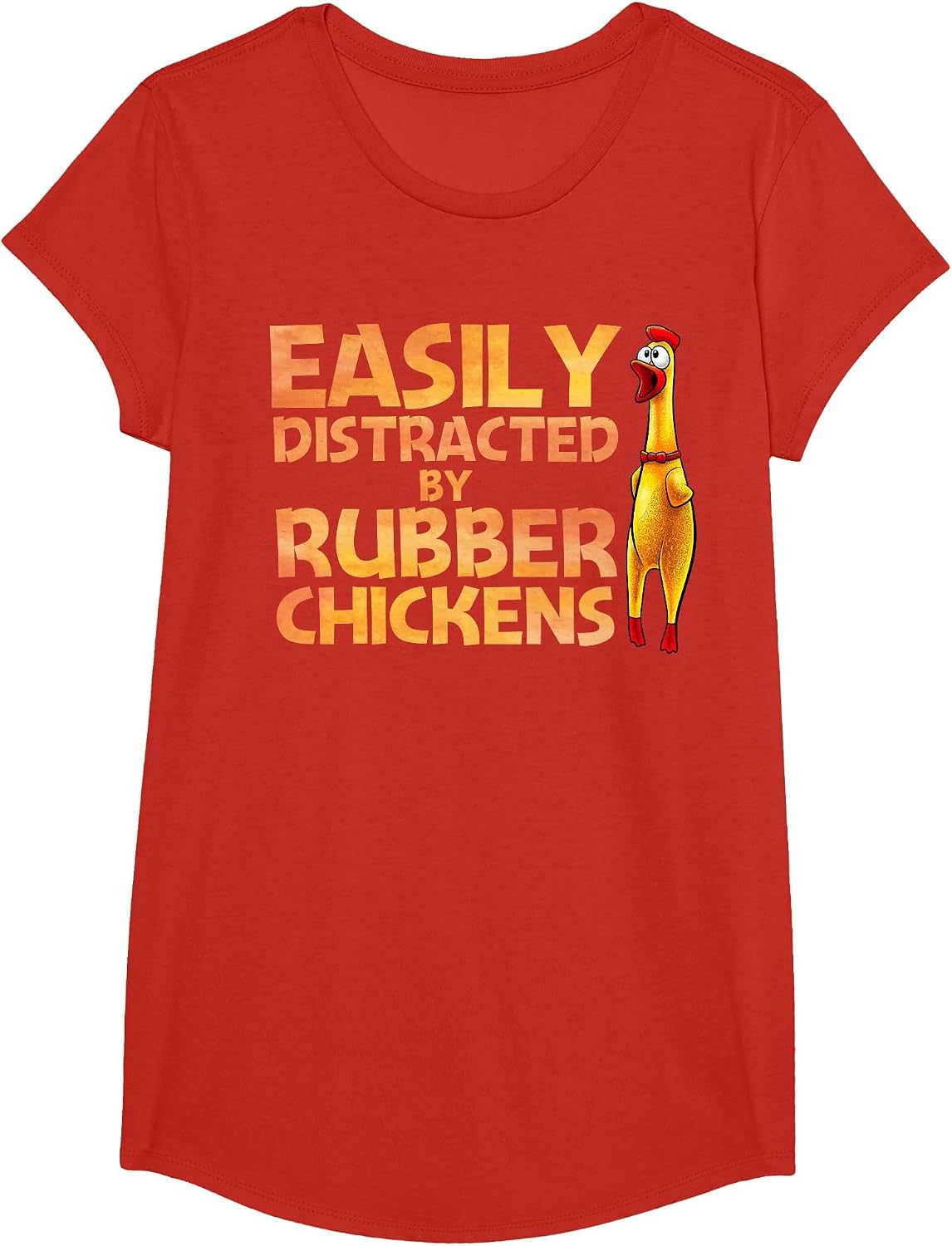 Funny Rubber Chicken Art for Men Women Giant Rubber Chicken T-Shirt - Girls Red